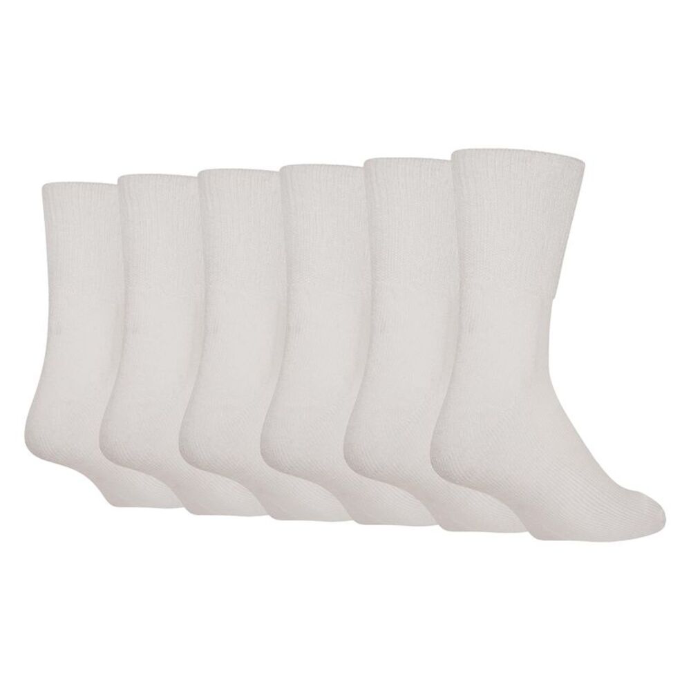 Soxy Mens Bamboo Extra Wide Diabetic Socks (Pack of 6) / White